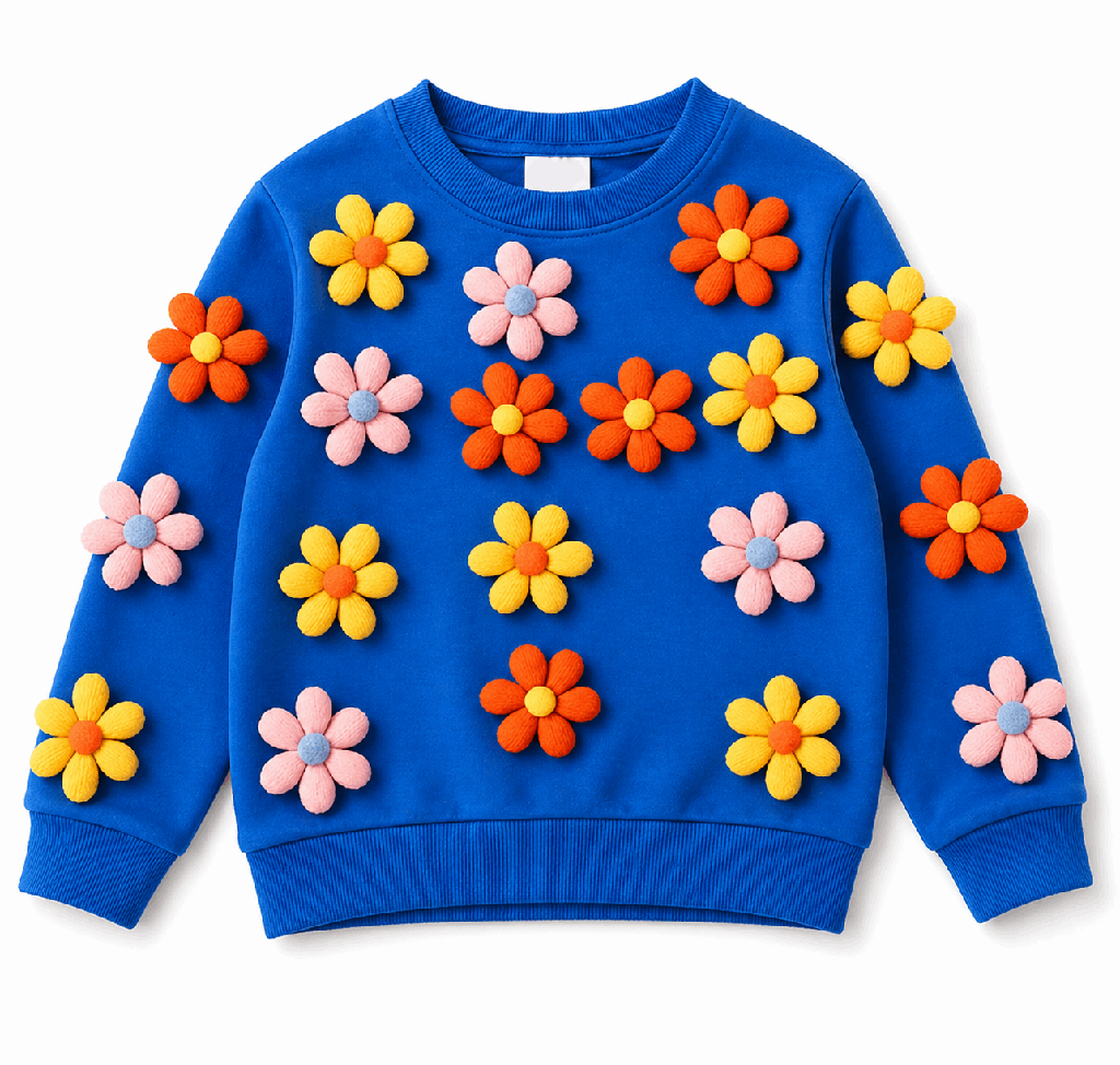 Flower Power Sweatshirt Cobalt Blue 2